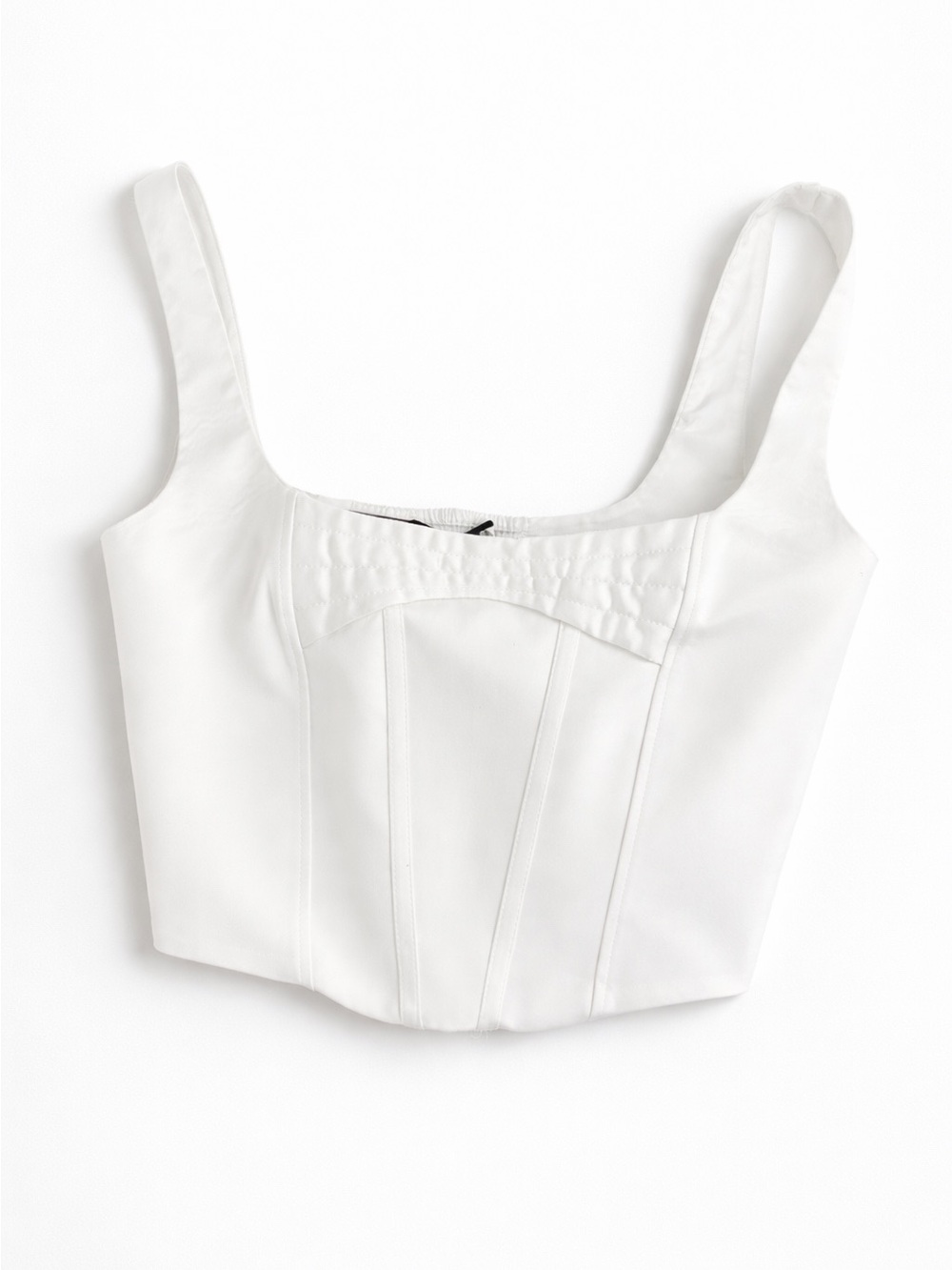 Zara White Square-Neck Cropped Corset Tank